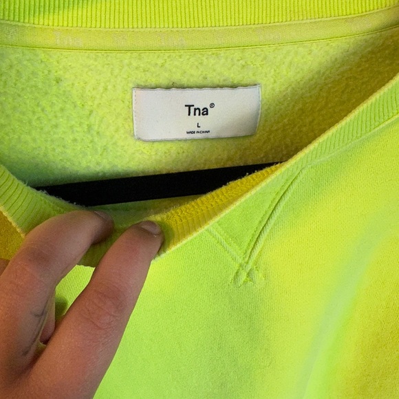 Aritzia TNA crew neck neon yellow sweatshirt - women’s L - Picture 2 of 4
